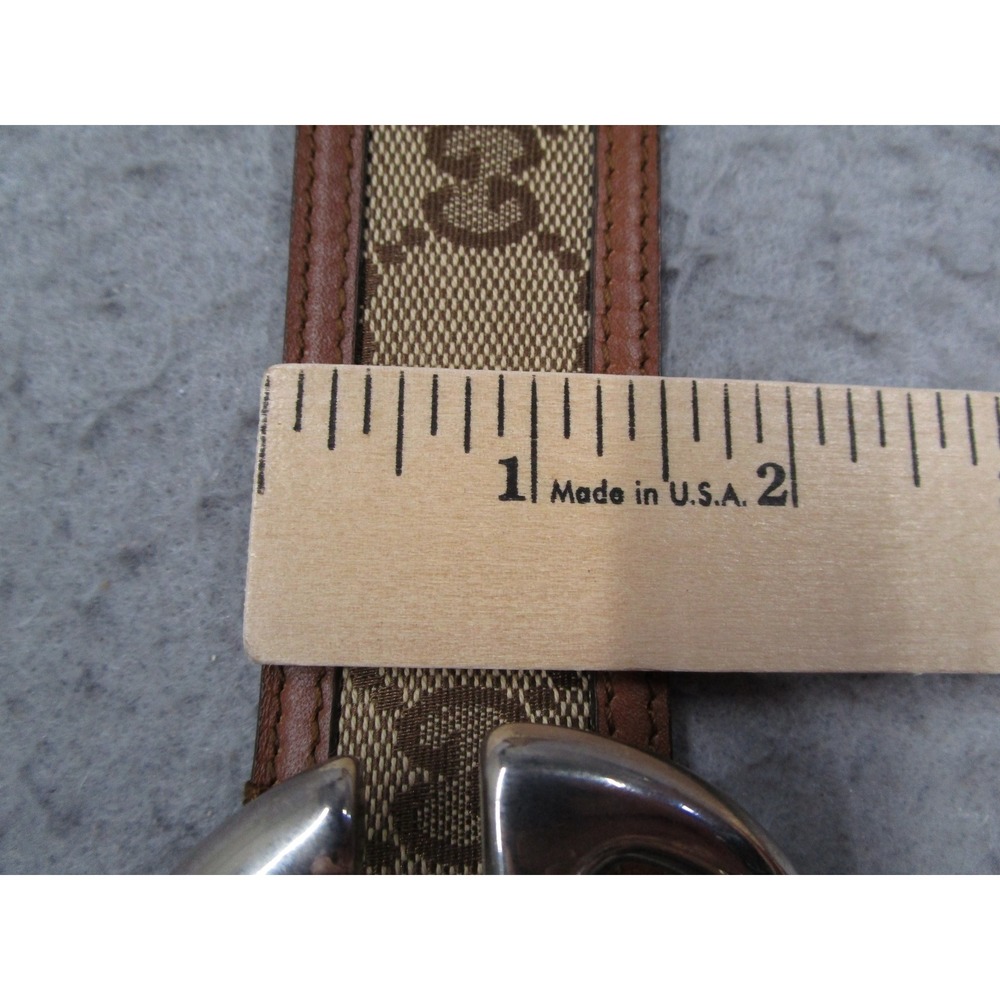 Gucci GG Supreme Canvas Interlocking G Buckle Belt Brown Leather 259982 100-40 - Picture 7 of 9